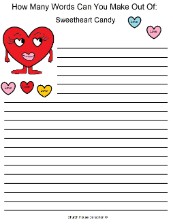 Valentine's Day Word Mining For School Sweetheart Candy
